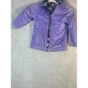 Free‎ Country Reversible Puffer Jacket Girls Size 6 Purple Fleece Print